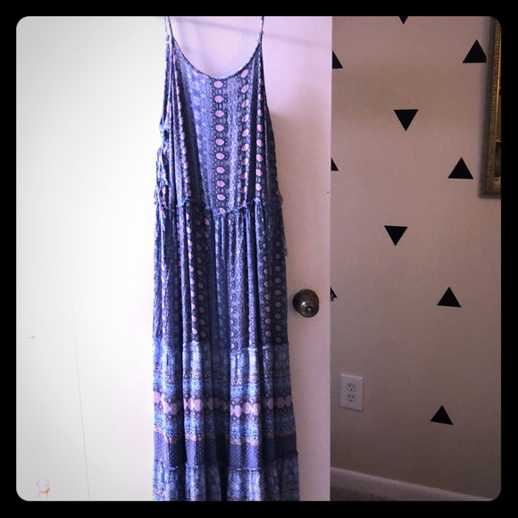 Blue Floral Maxi Dress - Picture 1 of 5